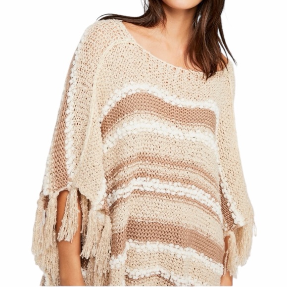 NEW FREE PEOPLE Big Dipper Stripe Poncho One Size - Picture 2 of 5
